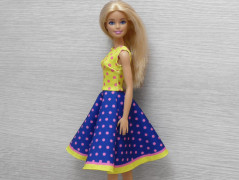 Modré midi šaty pro Barbie