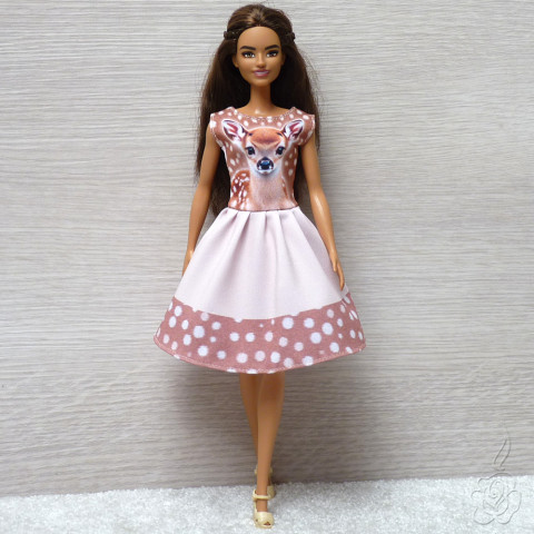 Šaty pro Barbie - Bambi oblečky pro barbie srnečka oblečky pro panenku šaty pro barbie oblečky pro sběratele veselé šaty pro barbie 