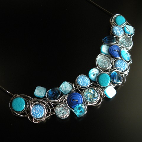 Náhrdelník pro štěstí náhrdelník modrý knoflík štěstí knoflíky ocelový oceli 