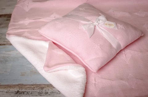Teplá deka STAR 80x80cm, růžová dárek děti deka miminko přikrývka dečka kočárek výbavička 