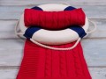 Červená pletená deka COP, 80x80cm