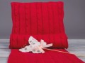 Červená pletená deka COP, 80x80cm