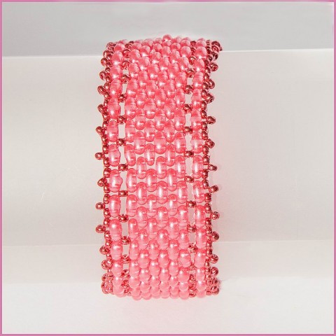 Růžový náramek náramek růžový korálky elegance 