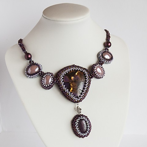 Jaspisový náhrdelník - hnědý kabošon jaspis hnědý elegance 